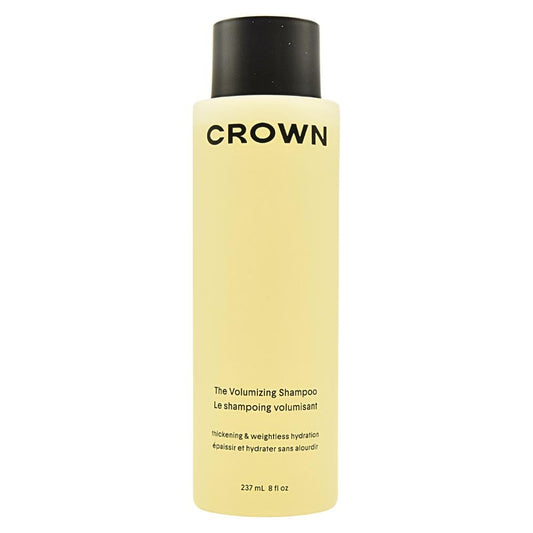 Crown Affair Volumizing Shampoo bottle front view, lightweight cleanse for oily, flat hair.