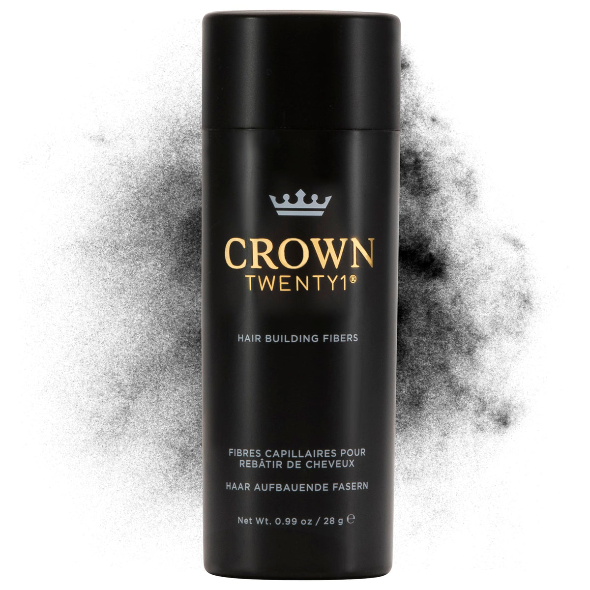 CROWN TWENTY1 Hair Building Fibers in action for instant thinning coverage.