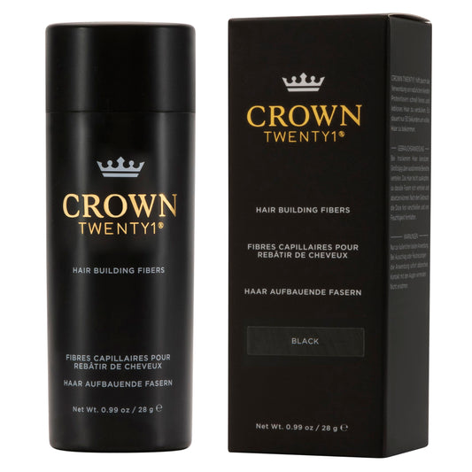 Close-up of CROWN TWENTY1 keratin fibers creating a natural, thicker look.