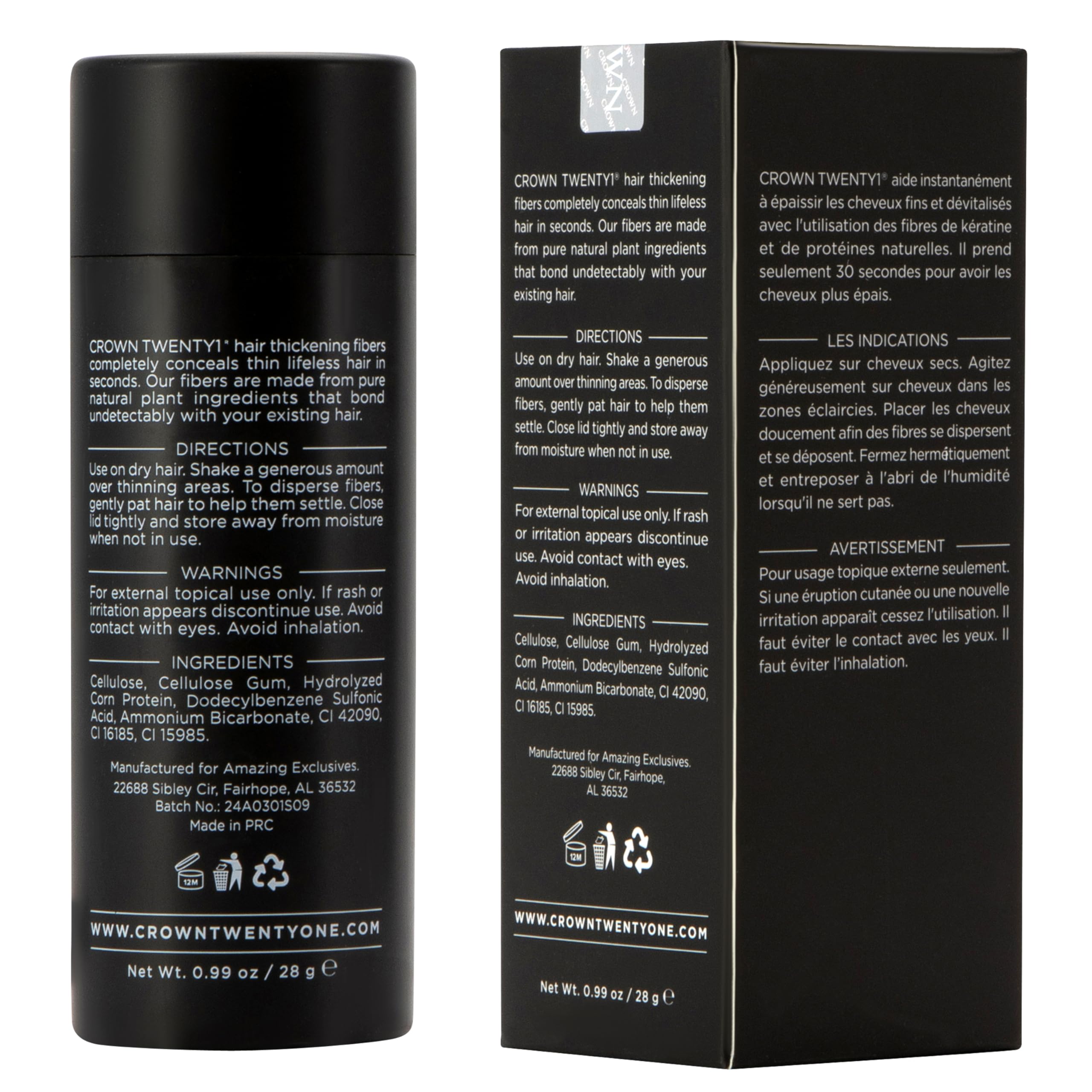 Easy wash-out process of Crown Twenty1 Hair Building Fibers at end of day.