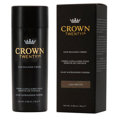 Close-up of Crown Twenty1 fibers blending with natural hair for a fuller look.