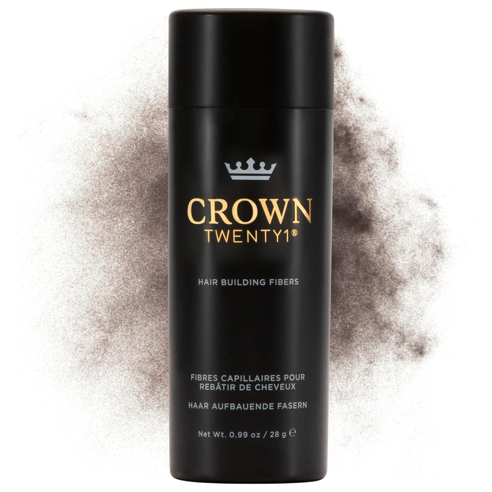 CROWN TWENTY1 Hair Fibers ash brown applied for instant thicker appearance.