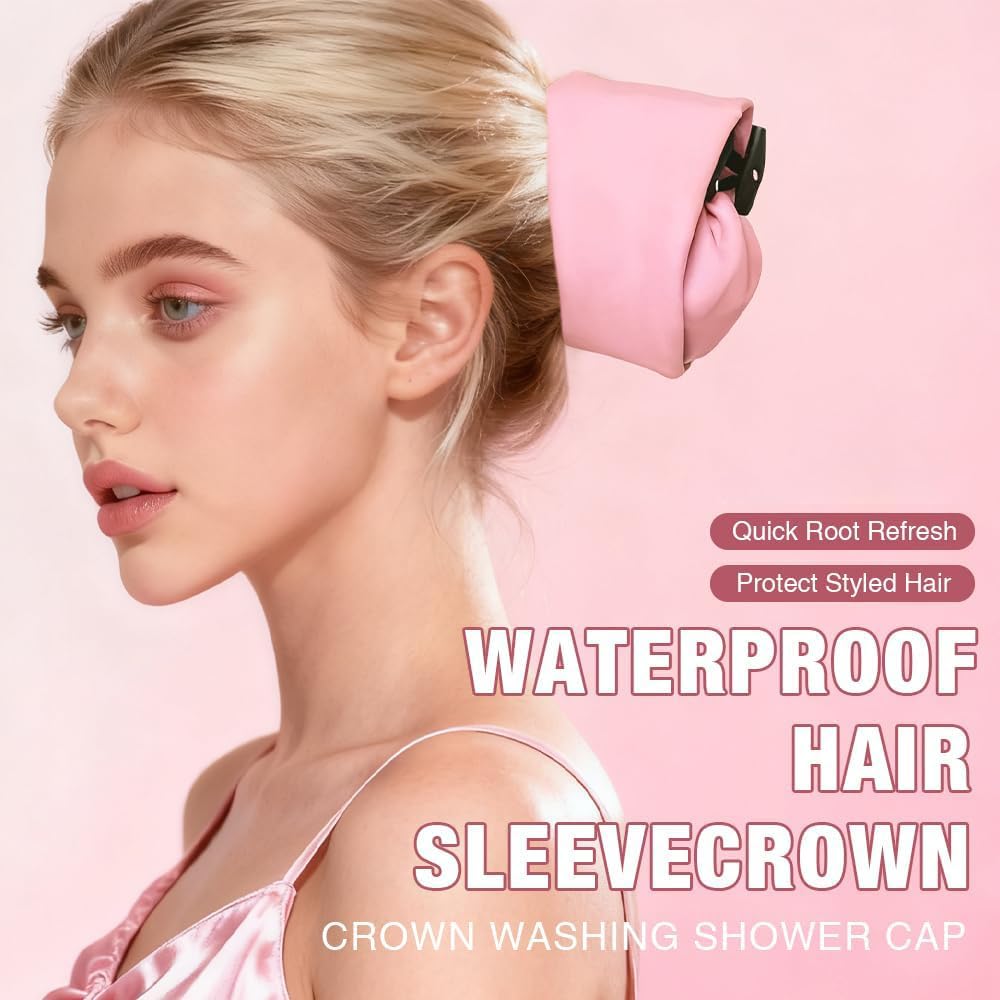 Crown Washing cap adjustable crown demonstrates one-size-fits-all design prevents slipping.