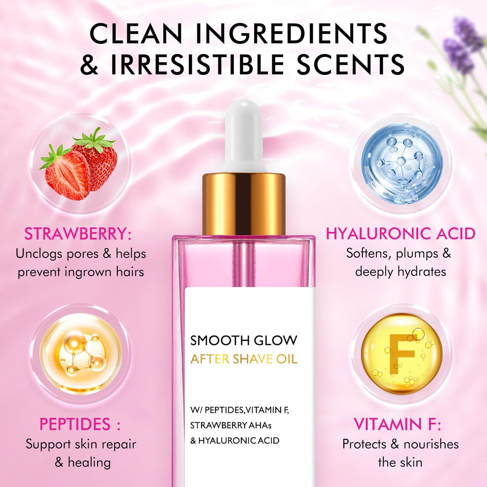 Strawberry vanilla after shave oil cruelty-free formula supports ethical skincare.