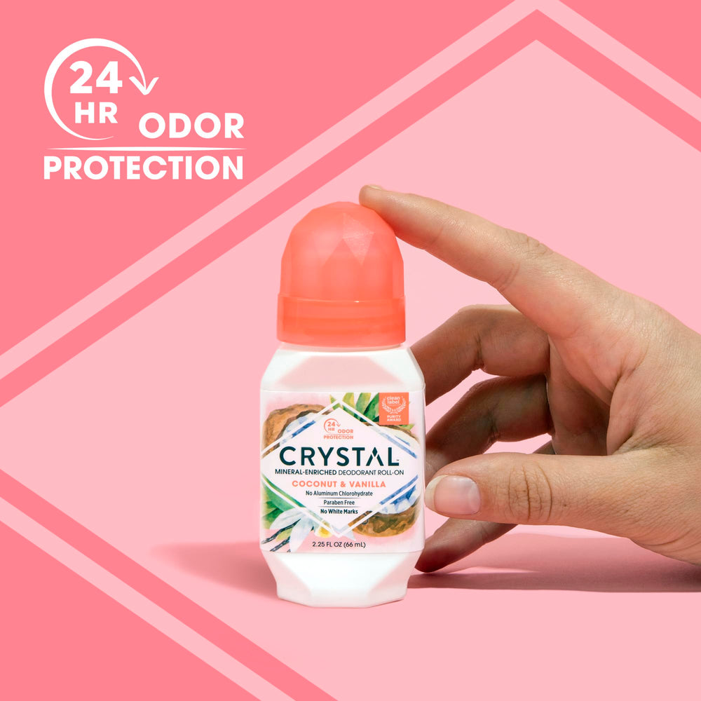 Crystal Essence Clean Label Purity Award badge on packaging.