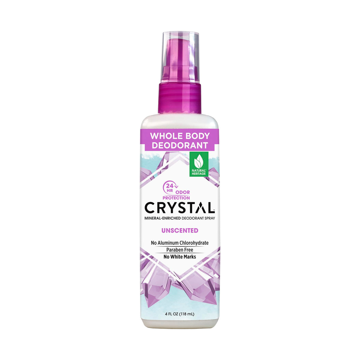 Crystal Essence Mineral Deodorant Spray underarms for all-day odor control.