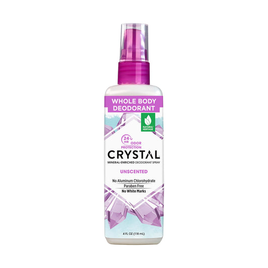 Crystal Essence Mineral Deodorant Spray underarms for all-day odor control.