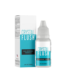Crystal Flush Nail Renewal bottle close-up showing the clear formula for healthier-looking nails.