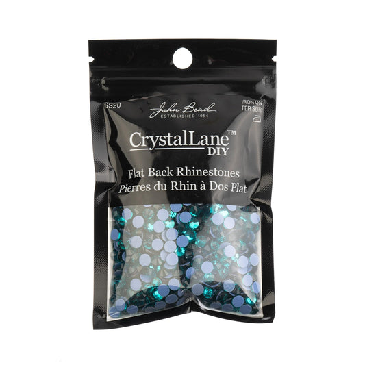 Crystal Lane DIY hotfix rhinestones ss20 blue zircon flatback backing for quick projects