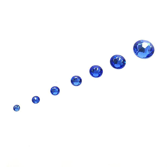 Crystal-Wholesale Sapphire flatbacks mixed sizes ss5-ss30 ideal for versatile nail designs