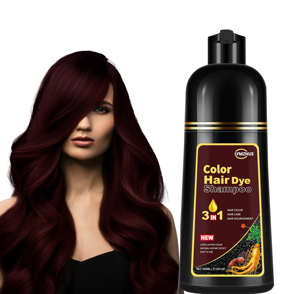 CSFDXD dark wine red shampoo bottle for at-home gray coverage.