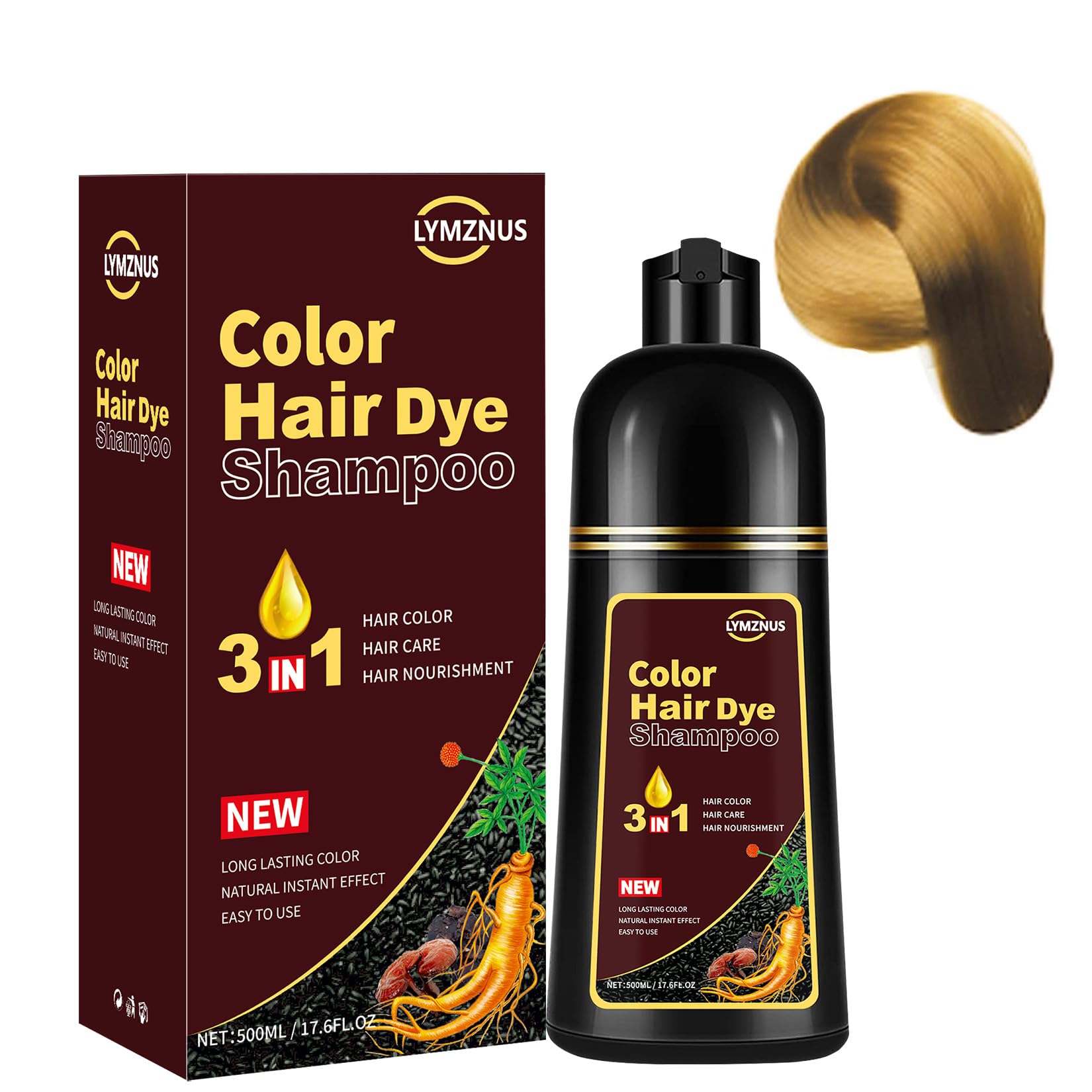 CSFDXD Golden Brown 3-in-1 shampoo bottle for easy root touch-up.