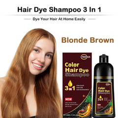 CSFDXD 3-in-1 shampoo applying color to gray roots for seamless blend.