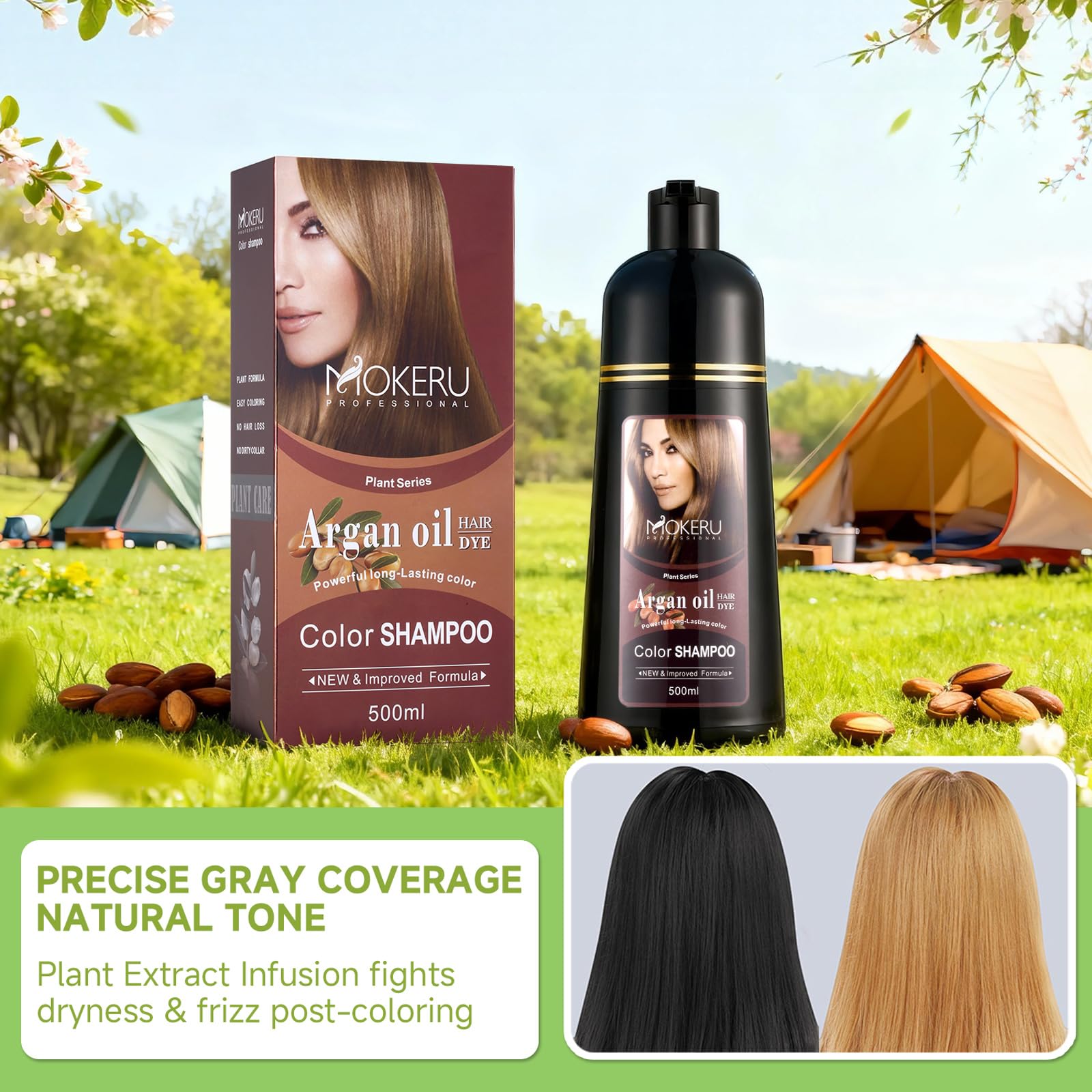 Before-and-after gray hair coverage with CSFDXD