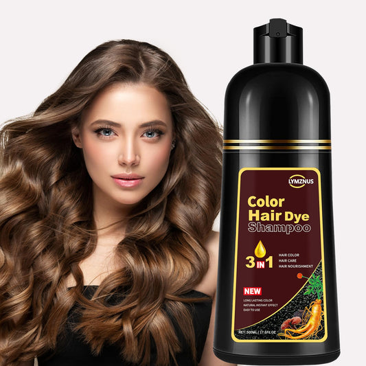 CSFDXD chestnut brown hair dye shampoo bottle pouring for easy at-home color