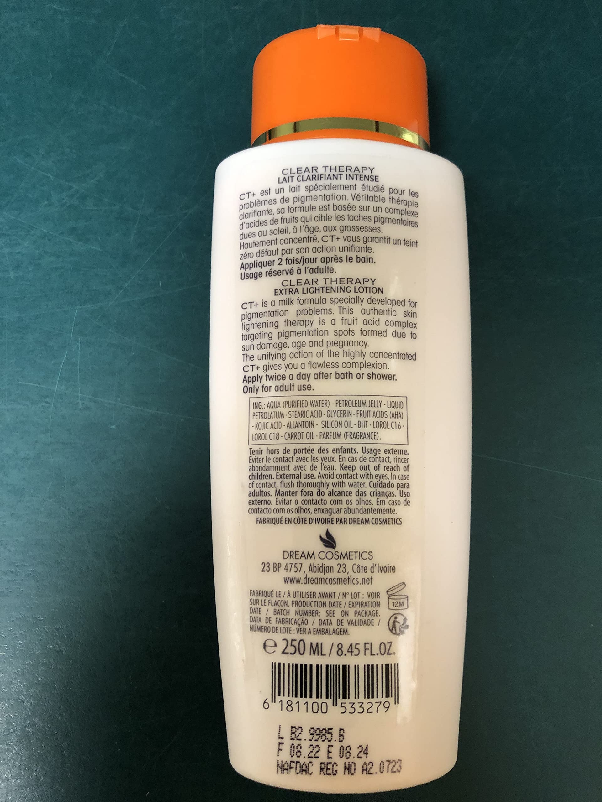 CT+ Clear Therapy lotion applied after shower for daily skin routine