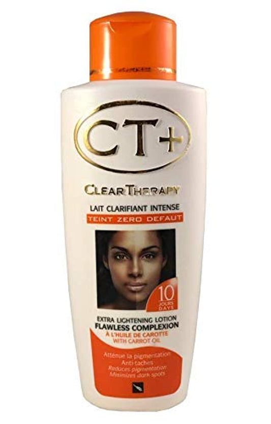 CT+ Clear Therapy extra lightening lotion bottle with carrot oil for brighter skin