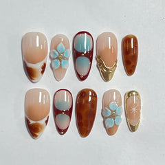CTTHNBD almond ombre brown press-on nails for stylish fall look