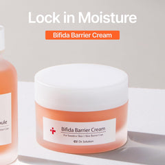 CU DR. SOLUTION Bifida Barrier Cream bottle shows ceramide NP for stronger moisture barrier.
