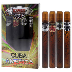 CUBA America 4-Piece Set grey bottle offers clean, modern fragrance.
