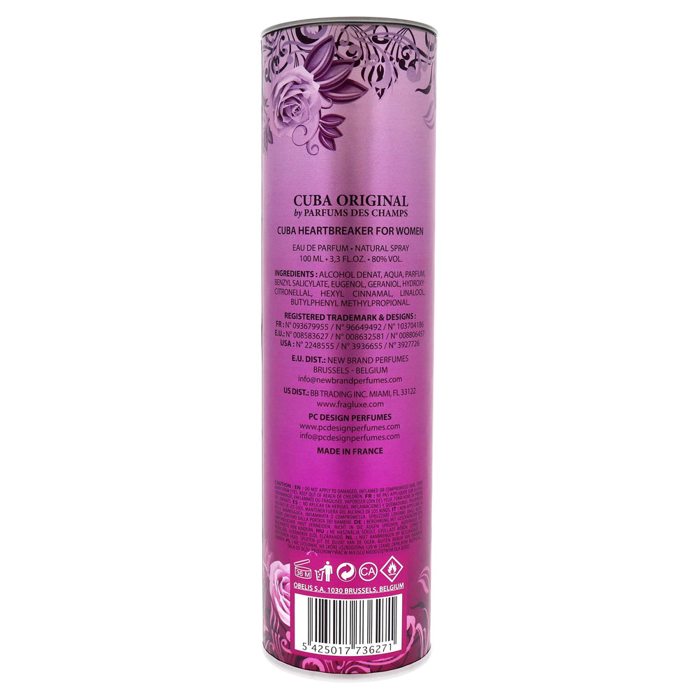 Cuba Heartbreaker bottle side angle illustrating strong presence on a vanity