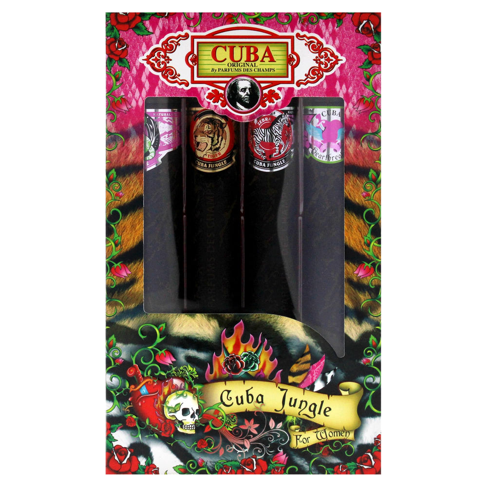 Cuba Jungle gift set packaging, stylish cigar-shaped bottles