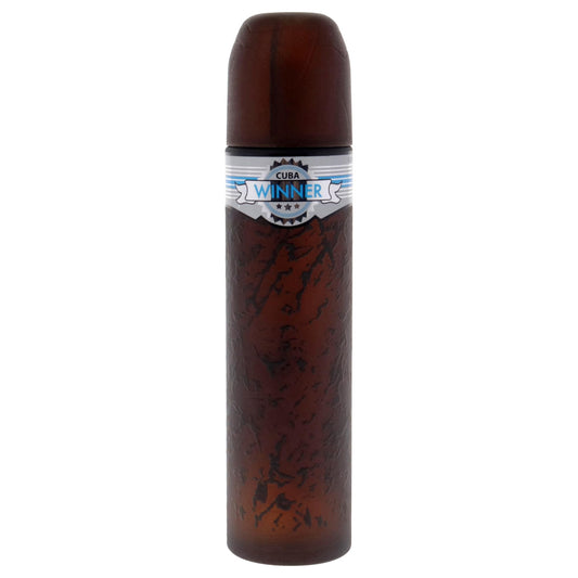 Cuba Winner Eau de Toilette bottle side view shows the multi-color design and sleek silhouette.