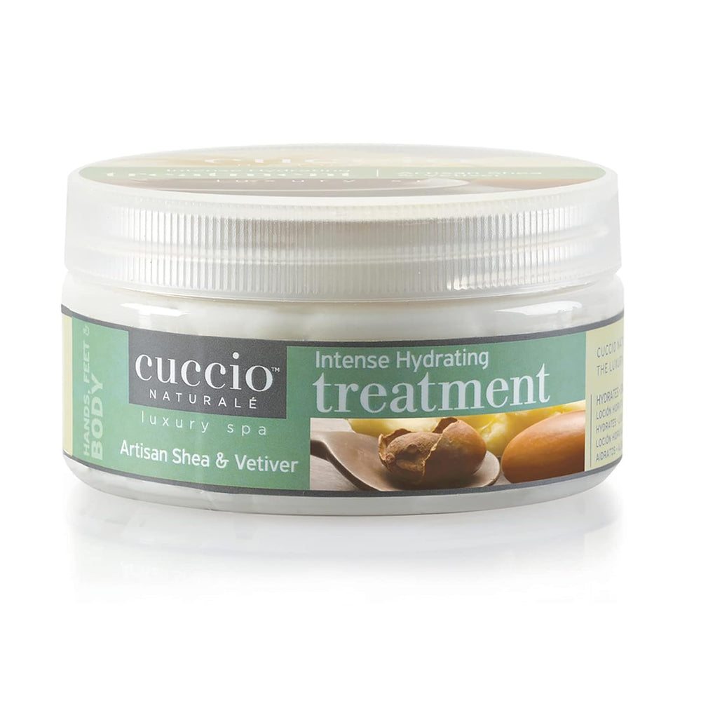 Cuccio Intense Hydrating Treatment bottle with shea and vetiver for deep moisture