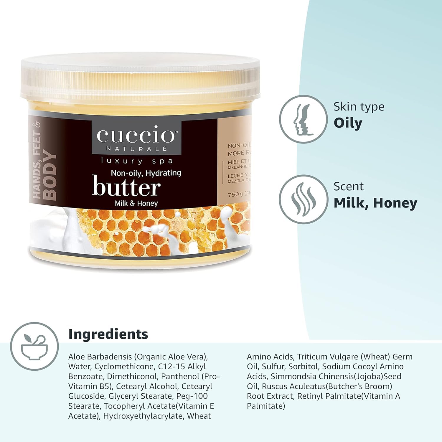 Cuccio Naturale Milk and Honey Butter Blend, hand application demonstrates quick absorption.