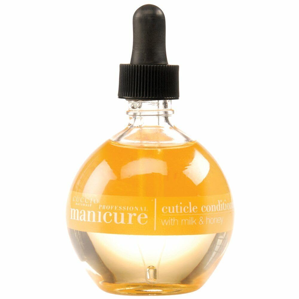 Cuccio Revitalize Cuticle Oil bottle with Milk and Honey for fast-absorbing moisture