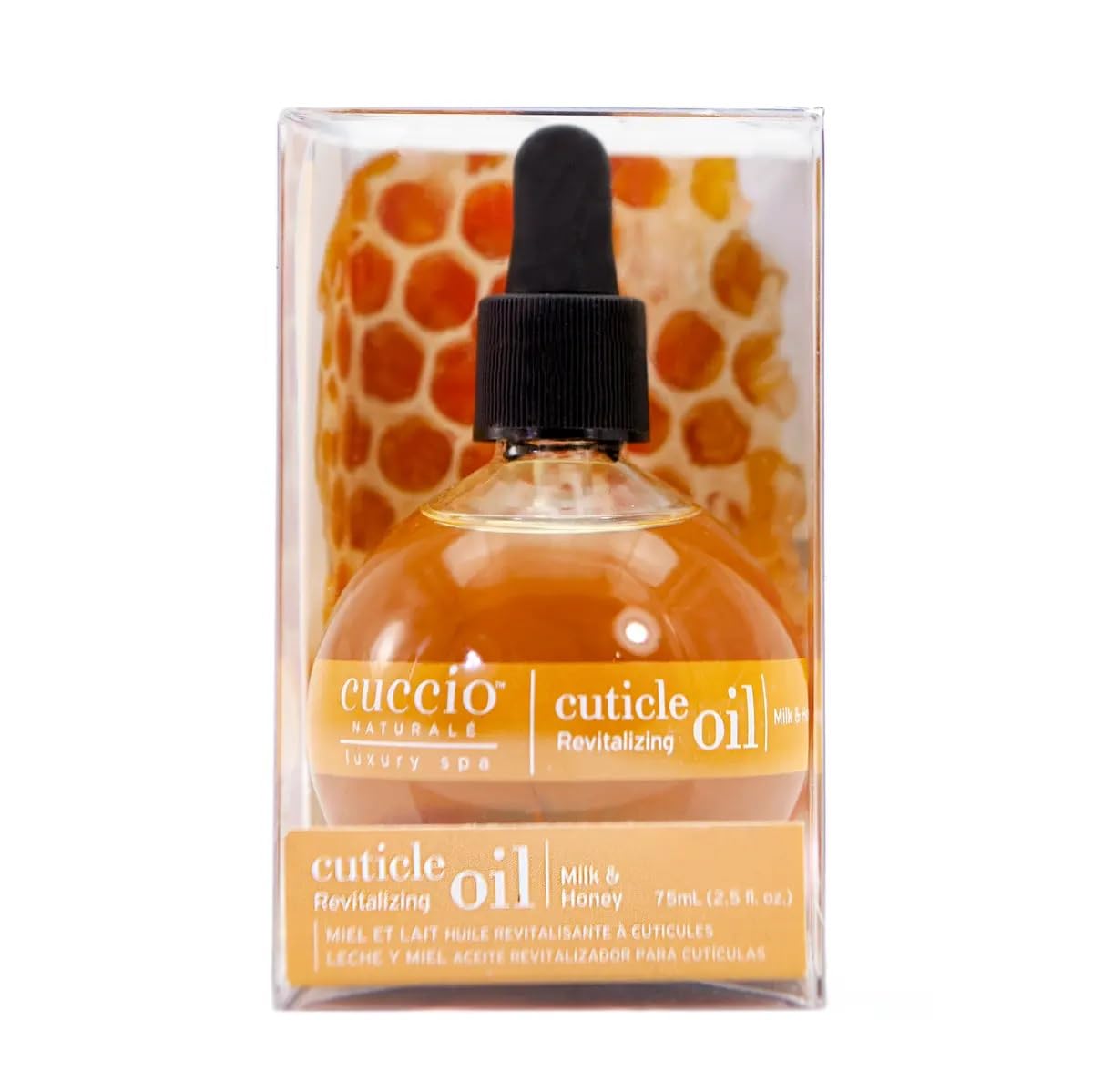 Cuccio Revitalize Cuticle Oil pour demonstrates quick, grease-free hydration for dry hands