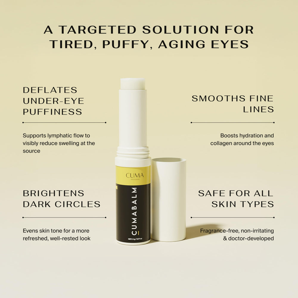 CumaBalm turmeric close-up showing brightening potential under-eye
