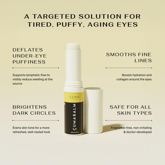 CumaBalm turmeric close-up showing brightening potential under-eye
