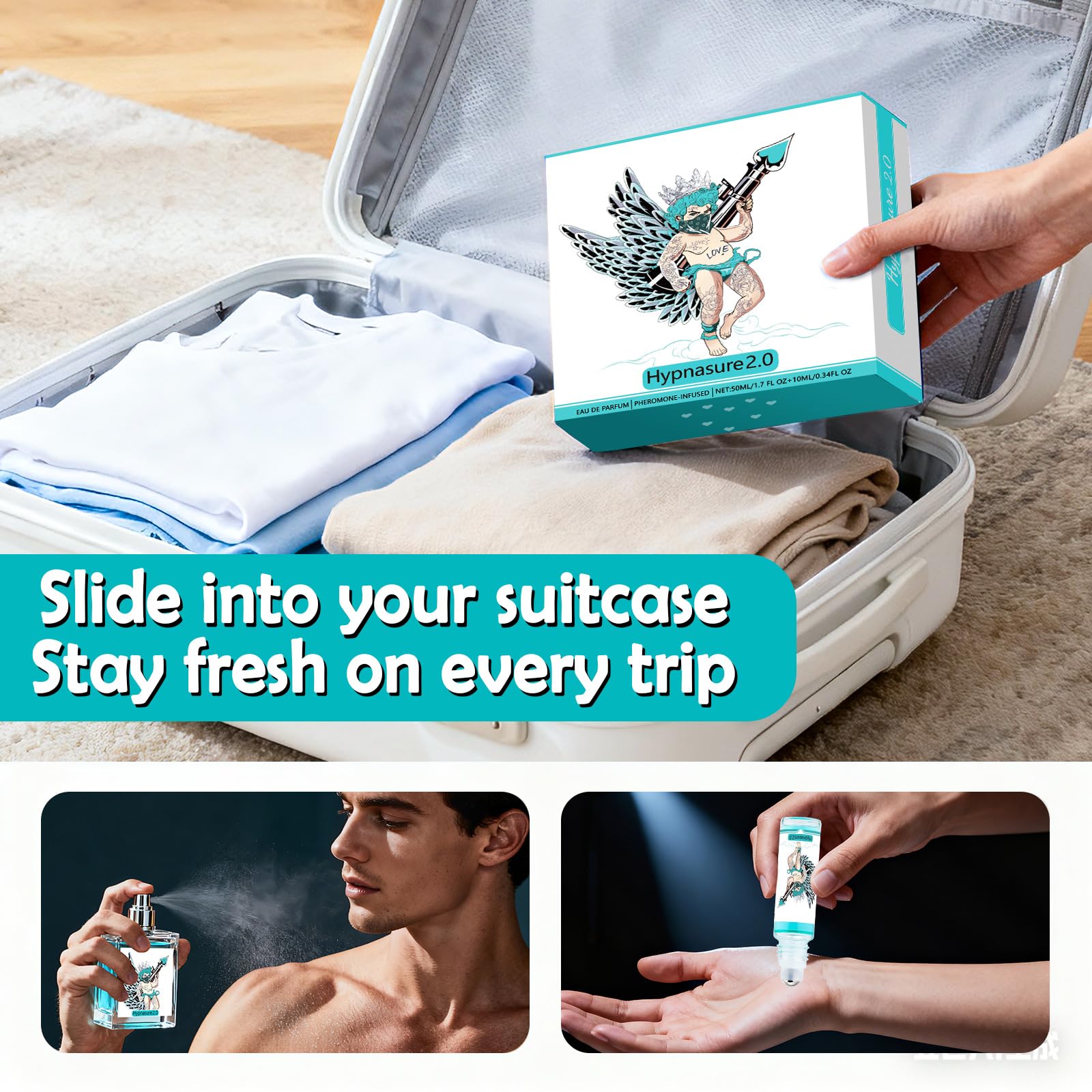 Cupidaura Original pheromone cologne packaging emphasizes gift-ready presentation for special occasions.