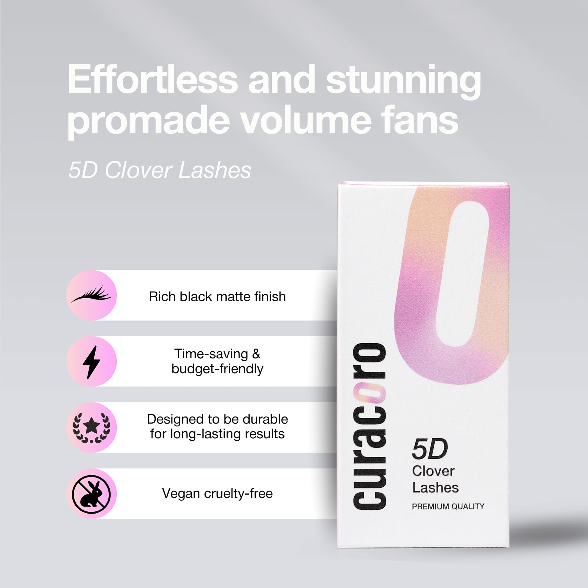 Curacoro 5D Clover lashes extensions application-ready pack aids fast lash workflow