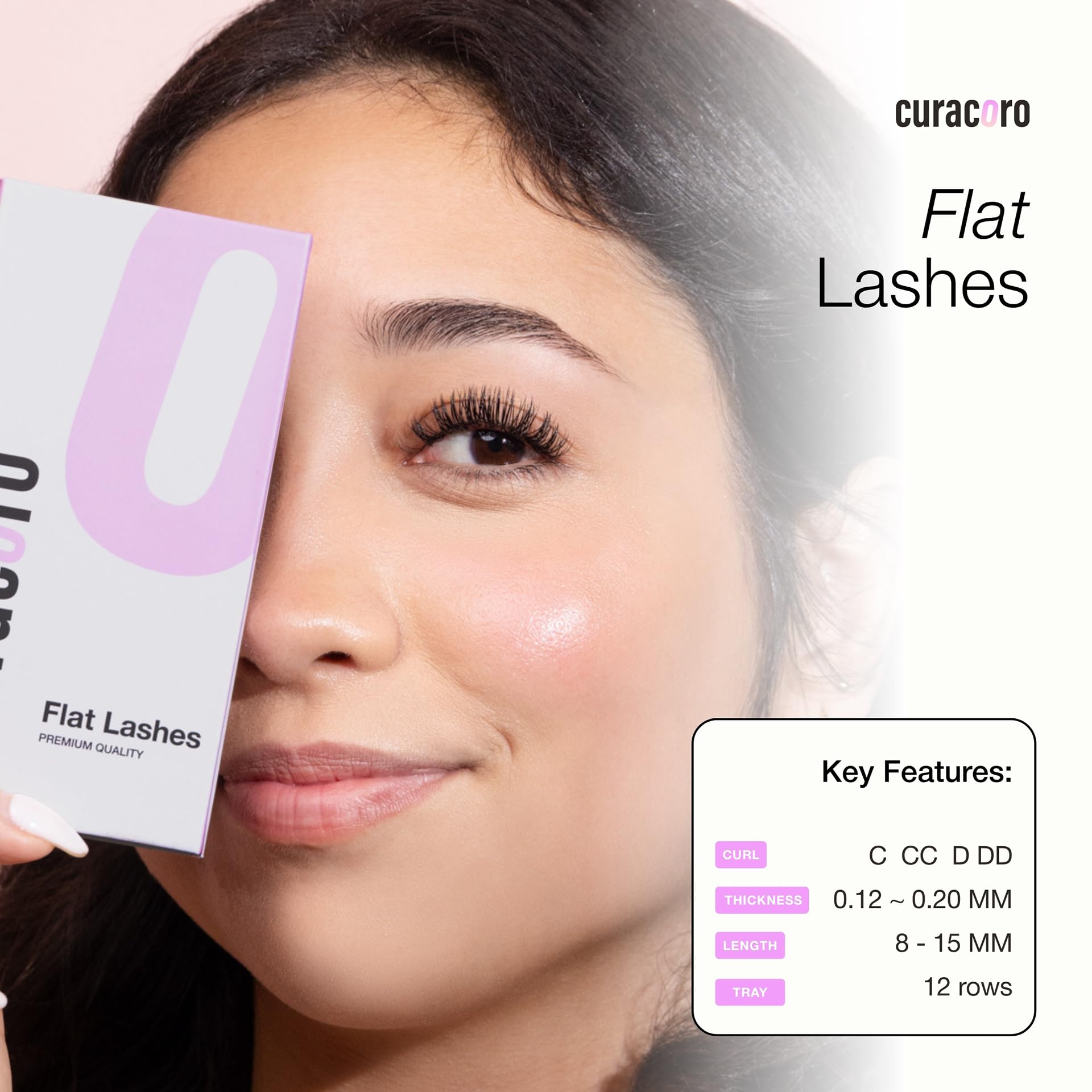 Curacoro Eclipse flat eyelashes salon-use kit for professionals.