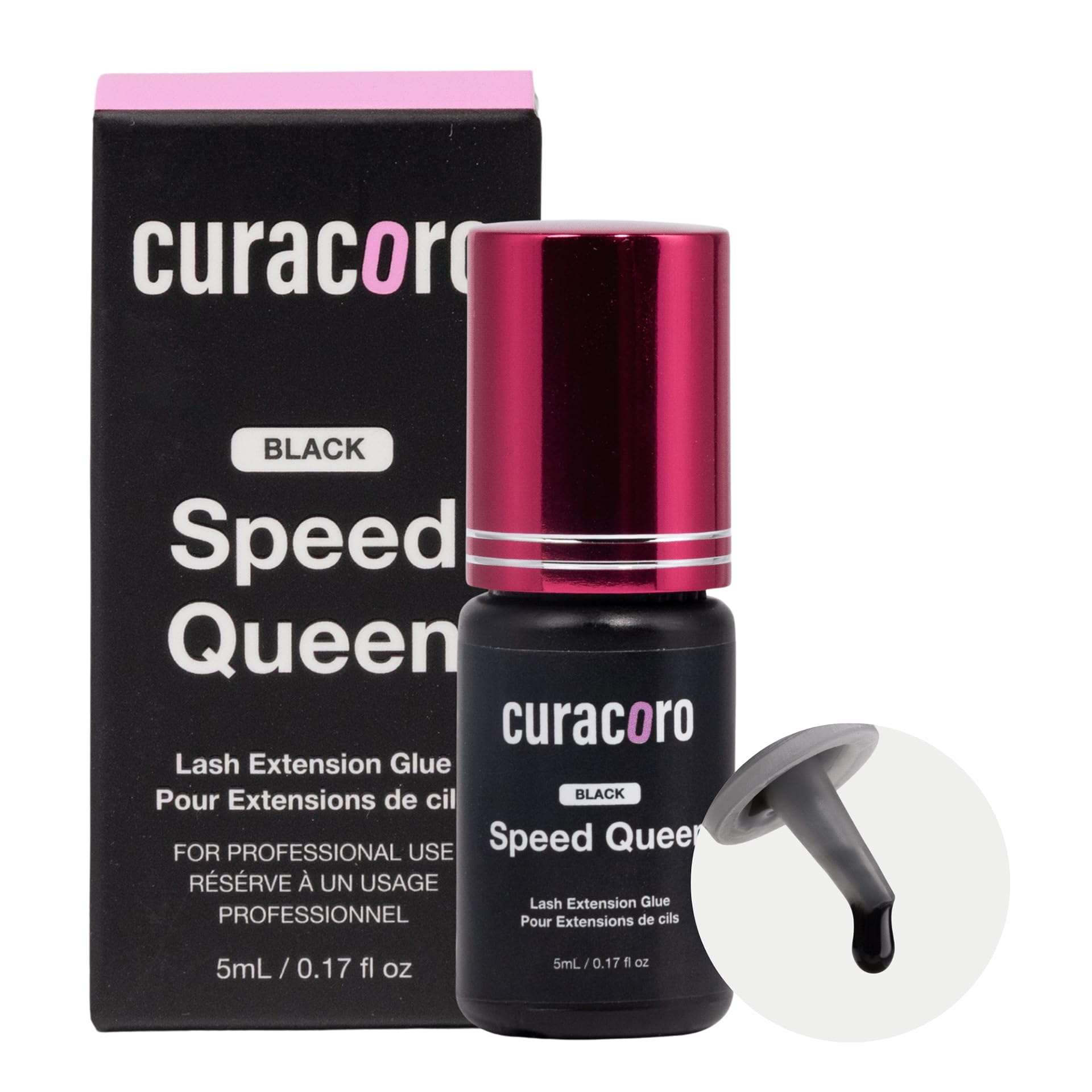 CURACORO glue bottle 5ml for professional salon use with bold black finish