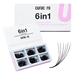 Curacoro Promade mix 1500 fans in varied lengths for dramatic lash looks.