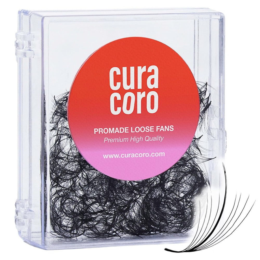 Curacoro Promade Wispy Fans 16mm: soft 9D 0.05 for dramatic volume.