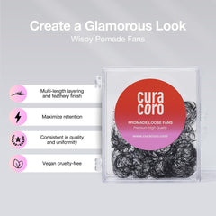 Curacoro Promade Wispy Fans tiny base assists easy placement for clean, natural-looking volume.
