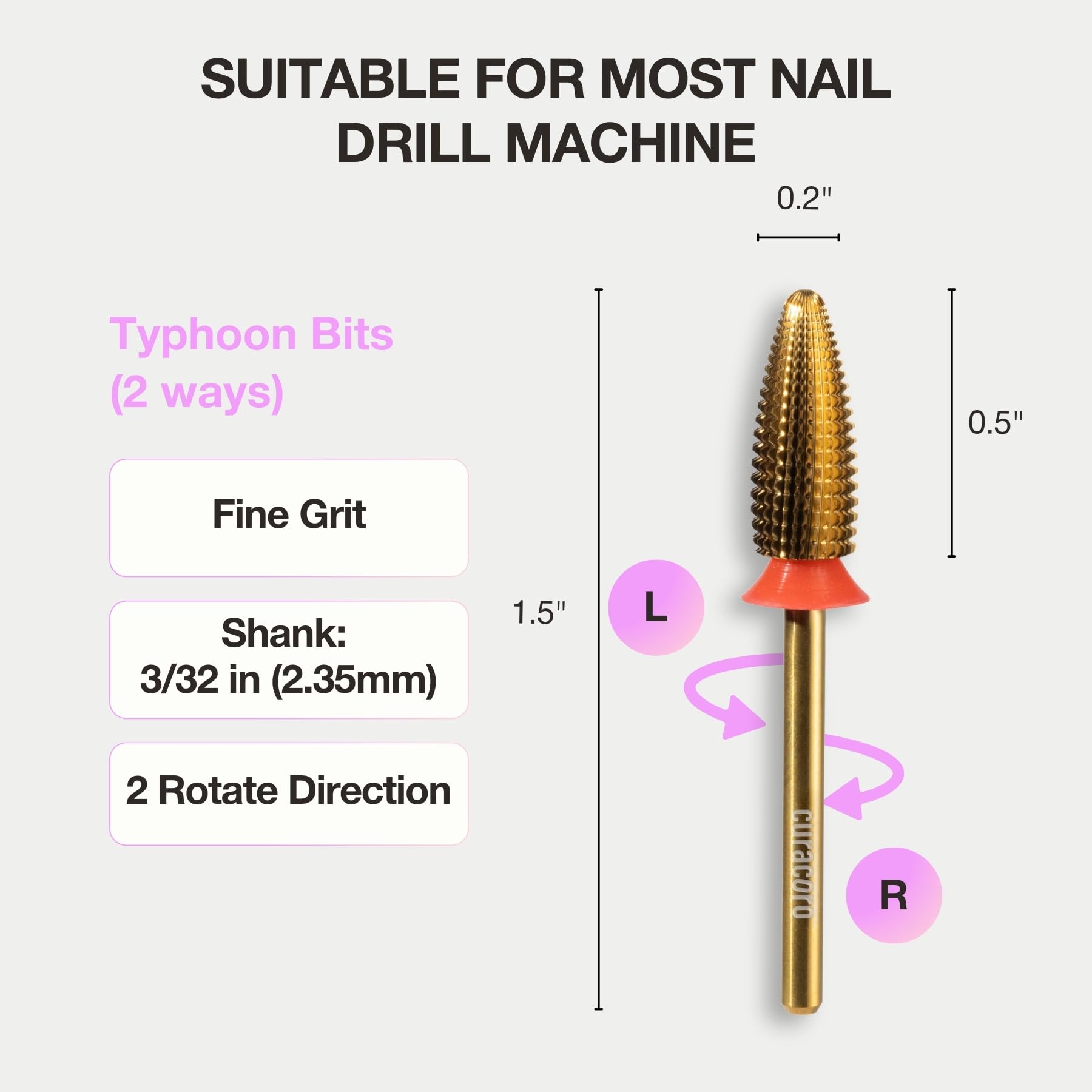 Curacoro Typhoon bit provides precise control for delicate tasks.