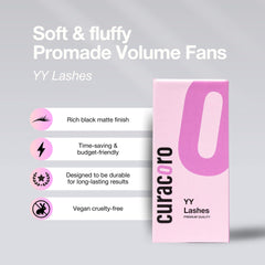 Curacoro YY Eyelashes Y Shape Feature showcases graceful fluff for a lighter lash line.