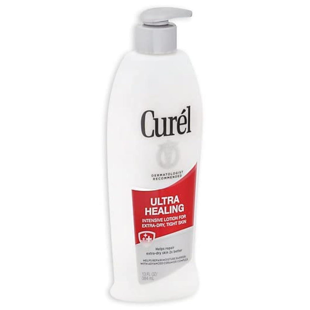 Curel Ultra Healing Lotion bottle with pump for easy, mess-free application on dry skin