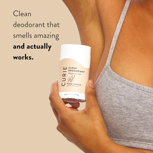 Curie aluminum-free deodorant packaging highlights clean, non-toxic formula.
