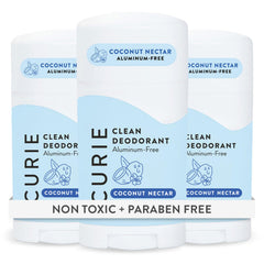 Curie Coconut Nectar deodorant stick with long-lasting aluminum-free protection.