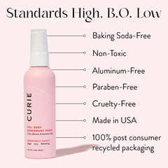 Cruelty-free certifications logo on Curie packaging