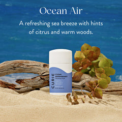 Close-up of Curie Ocean Air aluminum-free glide for smooth, non-greasy application.
