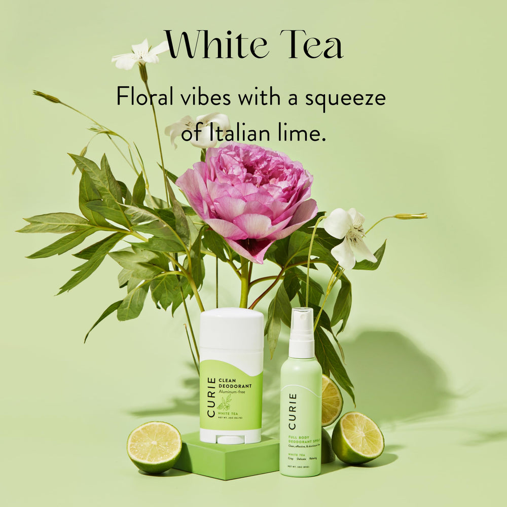 Curie White Tea scent with Italian lime visual for refreshing notes