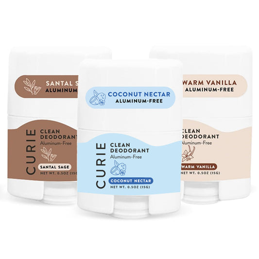 Curie travel-size deodorant stick for on-the-go freshness.