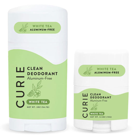 Curie White Tea travel-size deodorant duo for on-the-go freshness